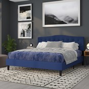 Cambridge Tufted Upholstered King Size Headboard in Navy Fabric, HG-HB1708-K-N-GG