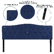 Cambridge Tufted Upholstered King Size Headboard in Navy Fabric, HG-HB1708-K-N-GG