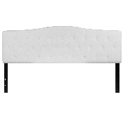 Cambridge Tufted Upholstered King Size Headboard in White Fabric, HG-HB1708-K-W-GG