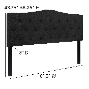 Cambridge Tufted Upholstered Queen Size Headboard in Black Fabric, HG-HB1708-Q-BK-GG