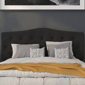 Cambridge Tufted Upholstered Queen Size Headboard in Black Fabric, HG-HB1708-Q-BK-GG