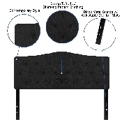Cambridge Tufted Upholstered Queen Size Headboard in Black Fabric, HG-HB1708-Q-BK-GG