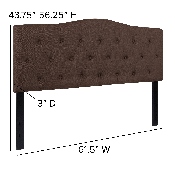 Cambridge Tufted Upholstered Queen Size Headboard in Dark Brown Fabric, HG-HB1708-Q-DBR-GG