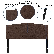 Cambridge Tufted Upholstered Queen Size Headboard in Dark Brown Fabric, HG-HB1708-Q-DBR-GG