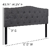 Cambridge Tufted Upholstered Queen Size Headboard in Dark Gray Fabric, HG-HB1708-Q-DG-GG