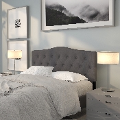 Cambridge Tufted Upholstered Queen Size Headboard in Dark Gray Fabric, HG-HB1708-Q-DG-GG