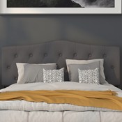 Cambridge Tufted Upholstered Queen Size Headboard in Dark Gray Fabric, HG-HB1708-Q-DG-GG