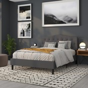 Cambridge Tufted Upholstered Queen Size Headboard in Dark Gray Fabric, HG-HB1708-Q-DG-GG