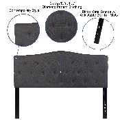 Cambridge Tufted Upholstered Queen Size Headboard in Dark Gray Fabric, HG-HB1708-Q-DG-GG