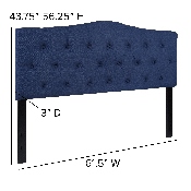 Cambridge Tufted Upholstered Queen Size Headboard in Navy Fabric, HG-HB1708-Q-N-GG