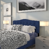 Cambridge Tufted Upholstered Queen Size Headboard in Navy Fabric, HG-HB1708-Q-N-GG