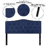 Cambridge Tufted Upholstered Queen Size Headboard in Navy Fabric, HG-HB1708-Q-N-GG