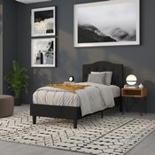 Cambridge Tufted Upholstered Twin Size Headboard in Black Fabric, HG-HB1708-T-BK-GG