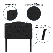 Cambridge Tufted Upholstered Twin Size Headboard in Black Fabric, HG-HB1708-T-BK-GG