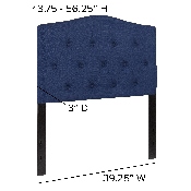 Cambridge Tufted Upholstered Twin Size Headboard in Navy Fabric, HG-HB1708-T-N-GG