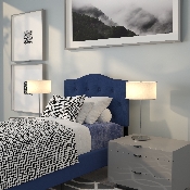 Cambridge Tufted Upholstered Twin Size Headboard in Navy Fabric, HG-HB1708-T-N-GG