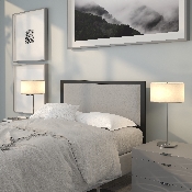 Melbourne Metal Upholstered Full Size Headboard in Light Gray Fabric, HG-HB1717-F-LG-GG