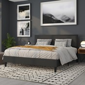 Melbourne Metal Upholstered King Size Headboard in Black Fabric, HG-HB1717-K-BK-GG