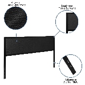 Melbourne Metal Upholstered King Size Headboard in Black Fabric, HG-HB1717-K-BK-GG