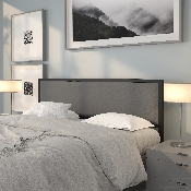 Melbourne Metal Upholstered King Size Headboard in Dark Gray Fabric, HG-HB1717-K-DG-GG