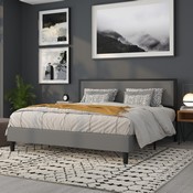 Melbourne Metal Upholstered King Size Headboard in Dark Gray Fabric, HG-HB1717-K-DG-GG