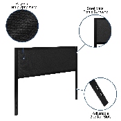 Melbourne Metal Upholstered Queen Size Headboard in Black Fabric, HG-HB1717-Q-BK-GG