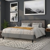 Bristol Metal Tufted Upholstered King Size Headboard in Dark Gray Fabric, HG-HB1725-K-DG-GG