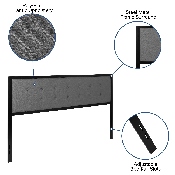 Bristol Metal Tufted Upholstered King Size Headboard in Dark Gray Fabric, HG-HB1725-K-DG-GG