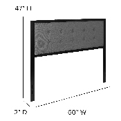Bristol Metal Tufted Upholstered Queen Size Headboard in Dark Gray Fabric, HG-HB1725-Q-DG-GG