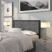Bristol Metal Tufted Upholstered Queen Size Headboard in Dark Gray Fabric, HG-HB1725-Q-DG-GG