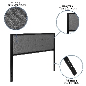 Bristol Metal Tufted Upholstered Queen Size Headboard in Dark Gray Fabric, HG-HB1725-Q-DG-GG