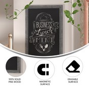 Canterbury 24" x 36" Rustic Gray Wall Mount Magnetic Chalkboard Sign, Hanging Wall Chalkboard Memo Board for Home, School, or Business, HGWA-5GD-CRE8-272315-GG