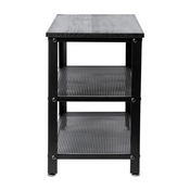 Easton 3-Tier Wooden Entryway Bench with Metal Mesh Shoe Storage Shelves for Entryway, Mudroom, or Bedroom in Blackwash with Black Metal Frame, HGWA-BCH-MTL-3T-BLKWSH-GG