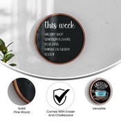 Canterbury 18" Round Wall Mounted Magnetic Chalkboard for Home or Business with Eraser and Chalk in Rustic Pine Wood Frame, HGWA-CHKCIRCLE18-BRN-GG