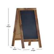 Canterbury 40" x 20" Rustic Brown Wooden Indoor/Outdoor A-Frame Magnetic Chalkboard Sign Set with 8 Chalk Markers, 10 Stencils, and 2 Magnets, HGWA-GD1I-CRE8-942315-GG
