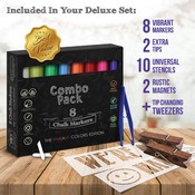 Canterbury 40" x 20" Rustic Brown Wooden Indoor/Outdoor A-Frame Magnetic Chalkboard Sign Set with 8 Chalk Markers, 10 Stencils, and 2 Magnets, HGWA-GD1I-CRE8-942315-GG