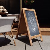 Canterbury 40" x 20" Rustic Brown Wooden Indoor/Outdoor A-Frame Magnetic Chalkboard Sign Set with 8 Chalk Markers, 10 Stencils, and 2 Magnets, HGWA-GD1I-CRE8-942315-GG