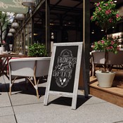 Canterbury 40" x 20" Vintage Wooden A-Frame Magnetic Indoor/Outdoor Chalkboard Sign, Freestanding Double Sided Extra Large Message Board, Graywash, HGWA-GDI-CRE8-132315-GG