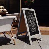 Canterbury 40" x 20" Vintage Wooden A-Frame Magnetic Indoor/Outdoor Chalkboard Sign, Freestanding Double Sided Extra Large Message Board, Graywash, HGWA-GDI-CRE8-132315-GG