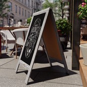 Canterbury 40" x 20" Vintage Wooden A-Frame Magnetic Indoor/Outdoor Chalkboard Sign, Freestanding Double Sided Extra Large Message Board, Graywash, HGWA-GDI-CRE8-132315-GG