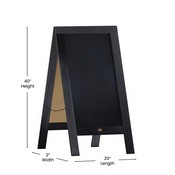 Canterbury 40" x 20" Vintage Wooden A-Frame Magnetic Indoor/Outdoor Chalkboard Sign, Freestanding Double Sided Extra Large Message Board, Black, HGWA-GDI-CRE8-612315-GG