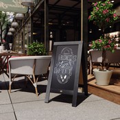 Canterbury 40" x 20" Vintage Wooden A-Frame Magnetic Indoor/Outdoor Chalkboard Sign, Freestanding Double Sided Extra Large Message Board, Black, HGWA-GDI-CRE8-612315-GG