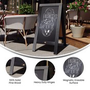 Canterbury 40" x 20" Vintage Wooden A-Frame Magnetic Indoor/Outdoor Chalkboard Sign, Freestanding Double Sided Extra Large Message Board, Black, HGWA-GDI-CRE8-612315-GG