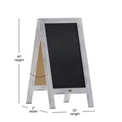 Canterbury 40" x 20" Vintage Wooden A-Frame Magnetic Indoor/Outdoor Chalkboard Sign, Freestanding Double Sided Extra Large Message Board, Whitewashed, HGWA-GDIS-CRE8-342315-GG