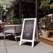 Canterbury 40" x 20" Vintage Wooden A-Frame Magnetic Indoor/Outdoor Chalkboard Sign, Freestanding Double Sided Extra Large Message Board, Whitewashed, HGWA-GDIS-CRE8-342315-GG