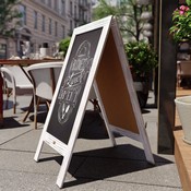 Canterbury 40" x 20" Vintage Wooden A-Frame Magnetic Indoor/Outdoor Chalkboard Sign, Freestanding Double Sided Extra Large Message Board, Whitewashed, HGWA-GDIS-CRE8-342315-GG