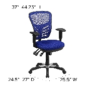 Mid-Back Blue Mesh Multifunction Executive Swivel Ergonomic Office Chair with Adjustable Arms, HL-0001-BL-GG