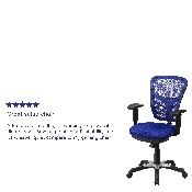 Mid-Back Blue Mesh Multifunction Executive Swivel Ergonomic Office Chair with Adjustable Arms, HL-0001-BL-GG