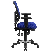 Mid-Back Blue Mesh Multifunction Executive Swivel Ergonomic Office Chair with Adjustable Arms, HL-0001-BL-GG