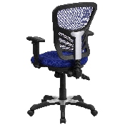 Mid-Back Blue Mesh Multifunction Executive Swivel Ergonomic Office Chair with Adjustable Arms, HL-0001-BL-GG